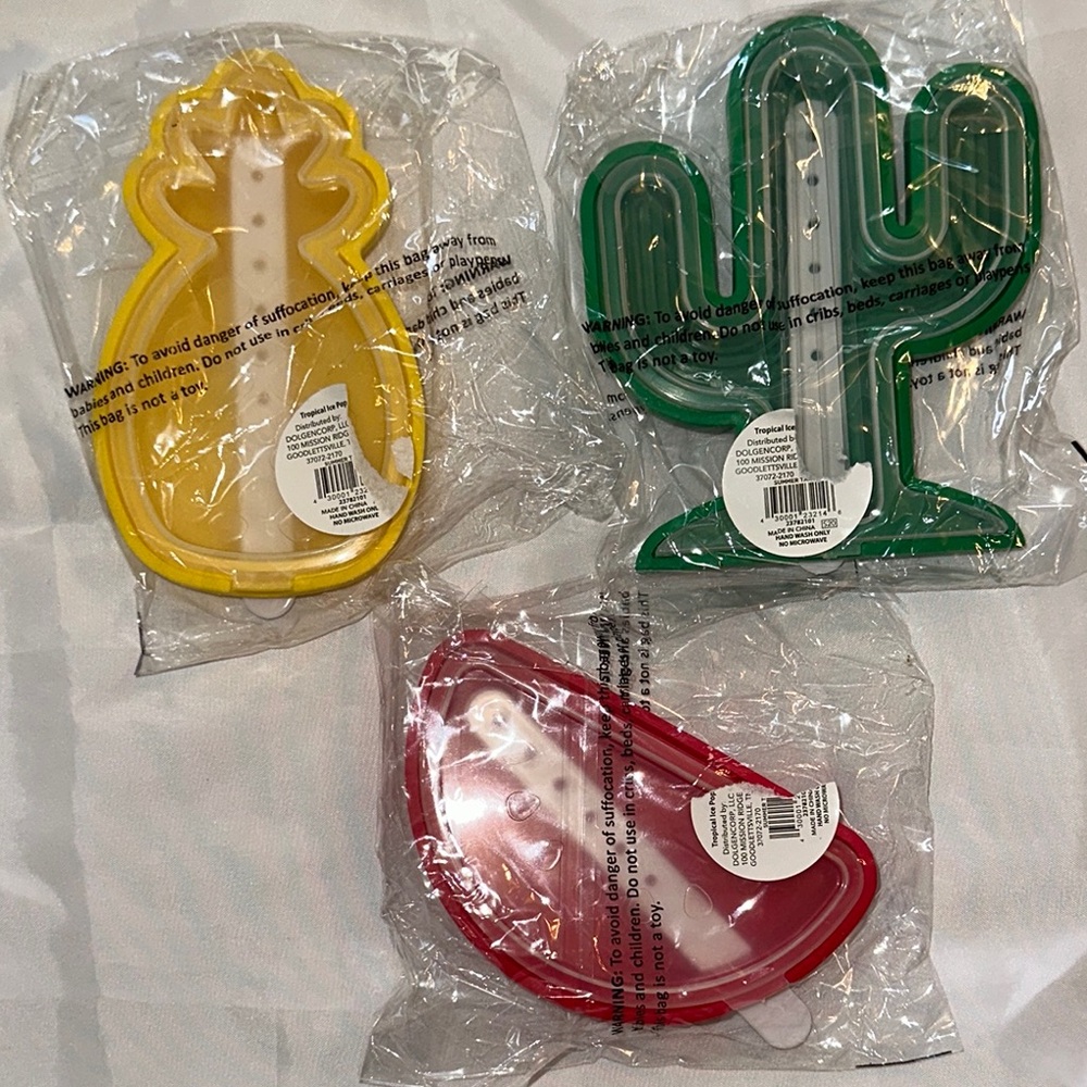 Ice Pop Makers Watermelon Cactus and Pineapple 3 PC Total Tropical NEW